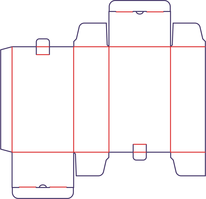 Kasse med to forskudte klapper med lås - rozkrój