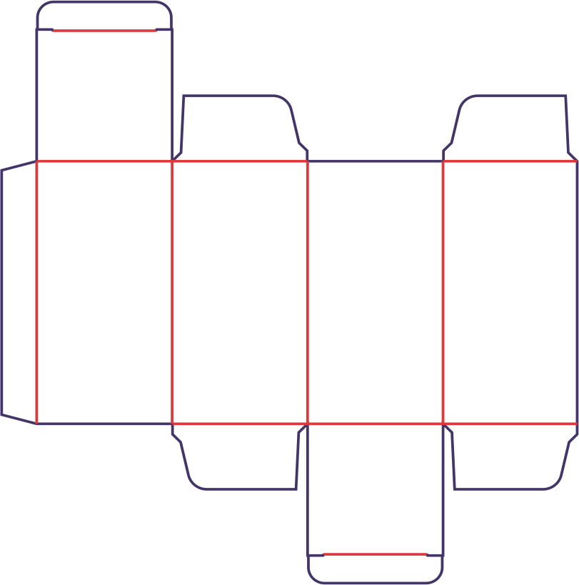 Kasse med to forskudte klapper - rozkrój